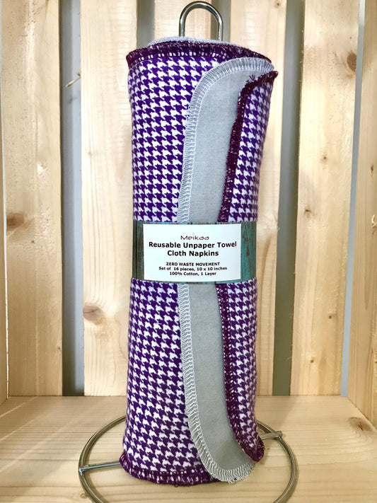 1 layer Unpaper towel - Purple Houndstooth
