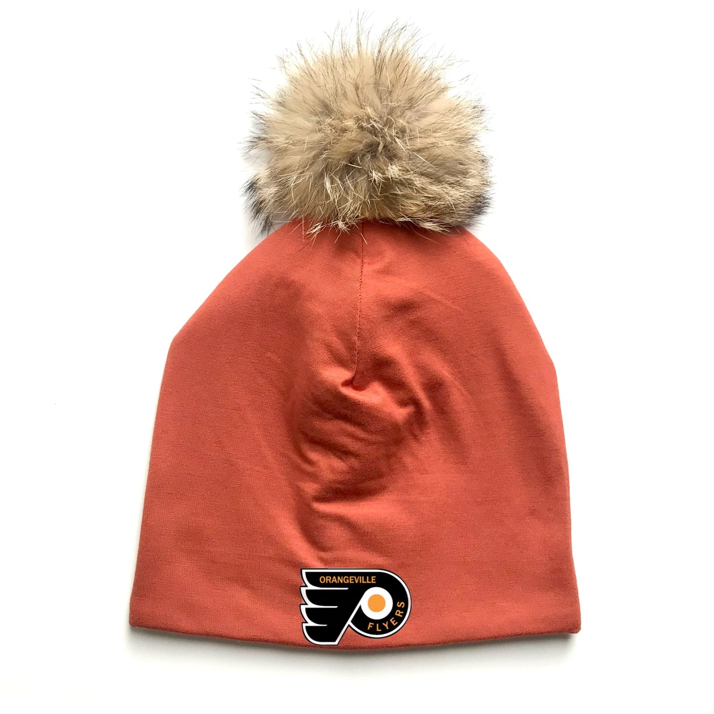 Orangeville Flyers Winter Bamboo Hats with recycled fur pompom