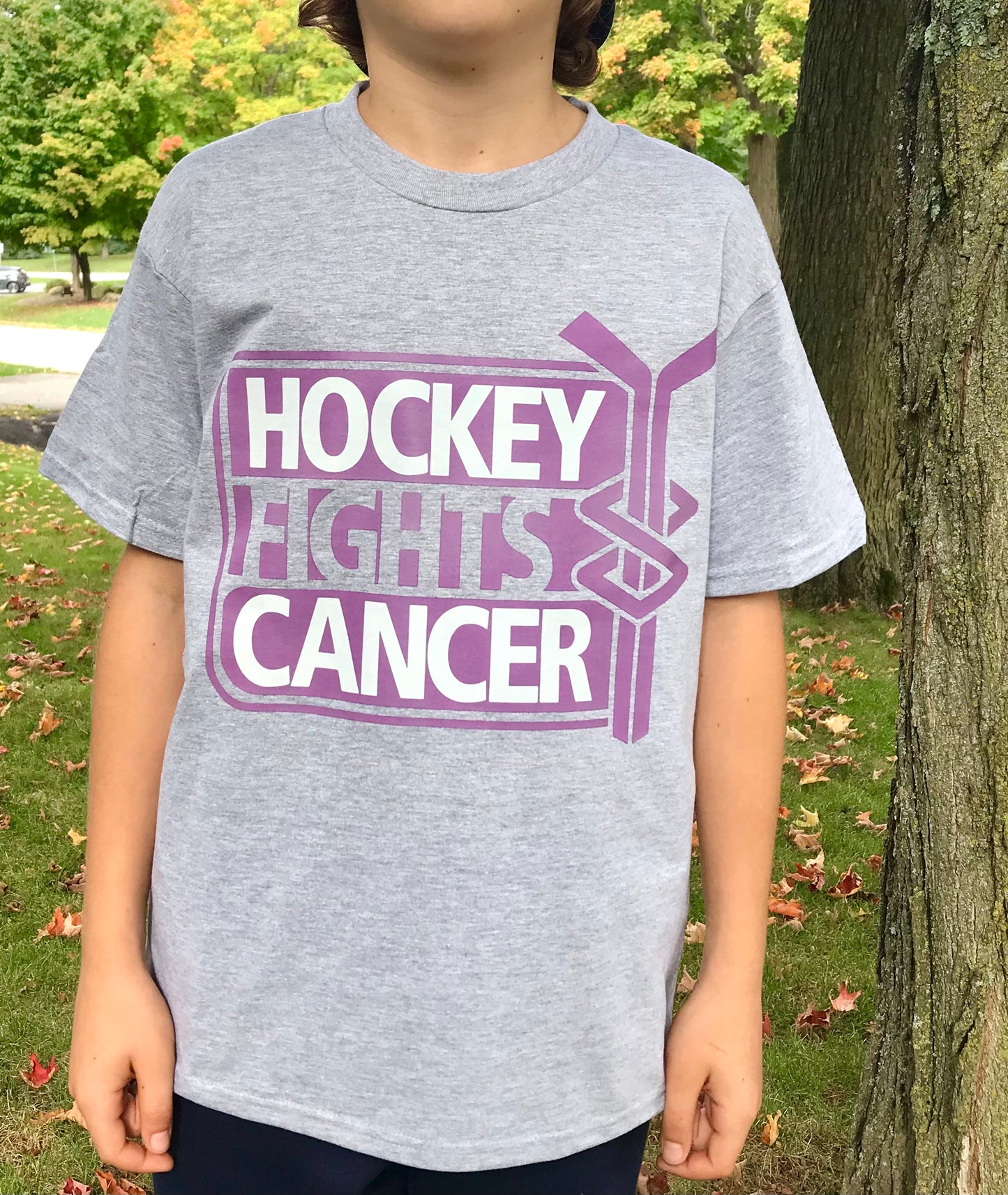 High Quality All sizes Softstyle Grey T-shirts, Hockey fights Cancer