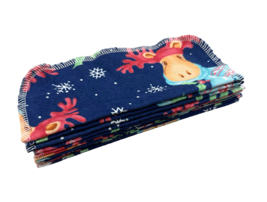 Christmas Moose - Reusable Cloth wipes 1 layer, reusable napkins