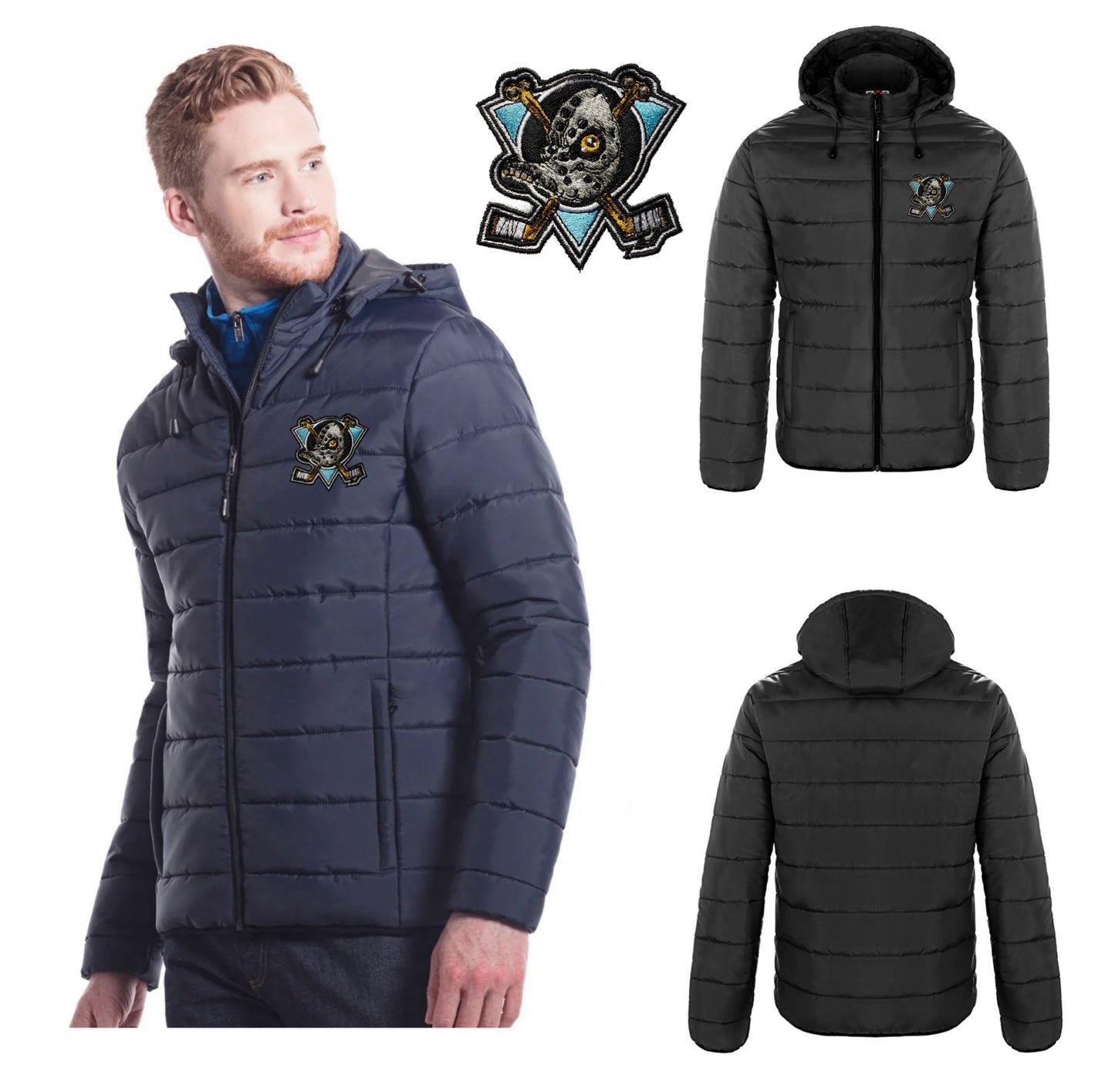 Dufferin Ducks embroidered Puffy Jacket with Detachable Hood (Men, Youth and Ladies sizes)