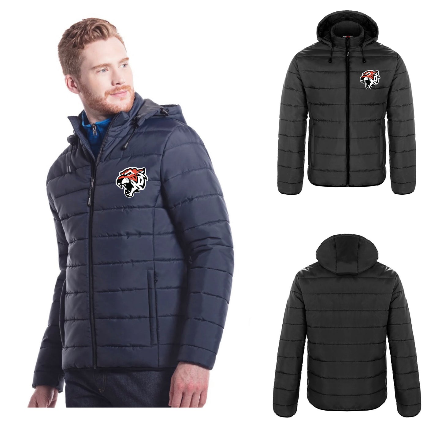 Bengals embroidered Puffy Jacket with Detachable Hood (Men, Youth and Ladies sizes)