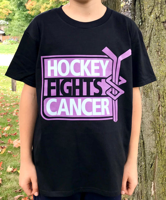 High Quality All sizes Softstyle Black T-shirts, Hockey fights Cancer