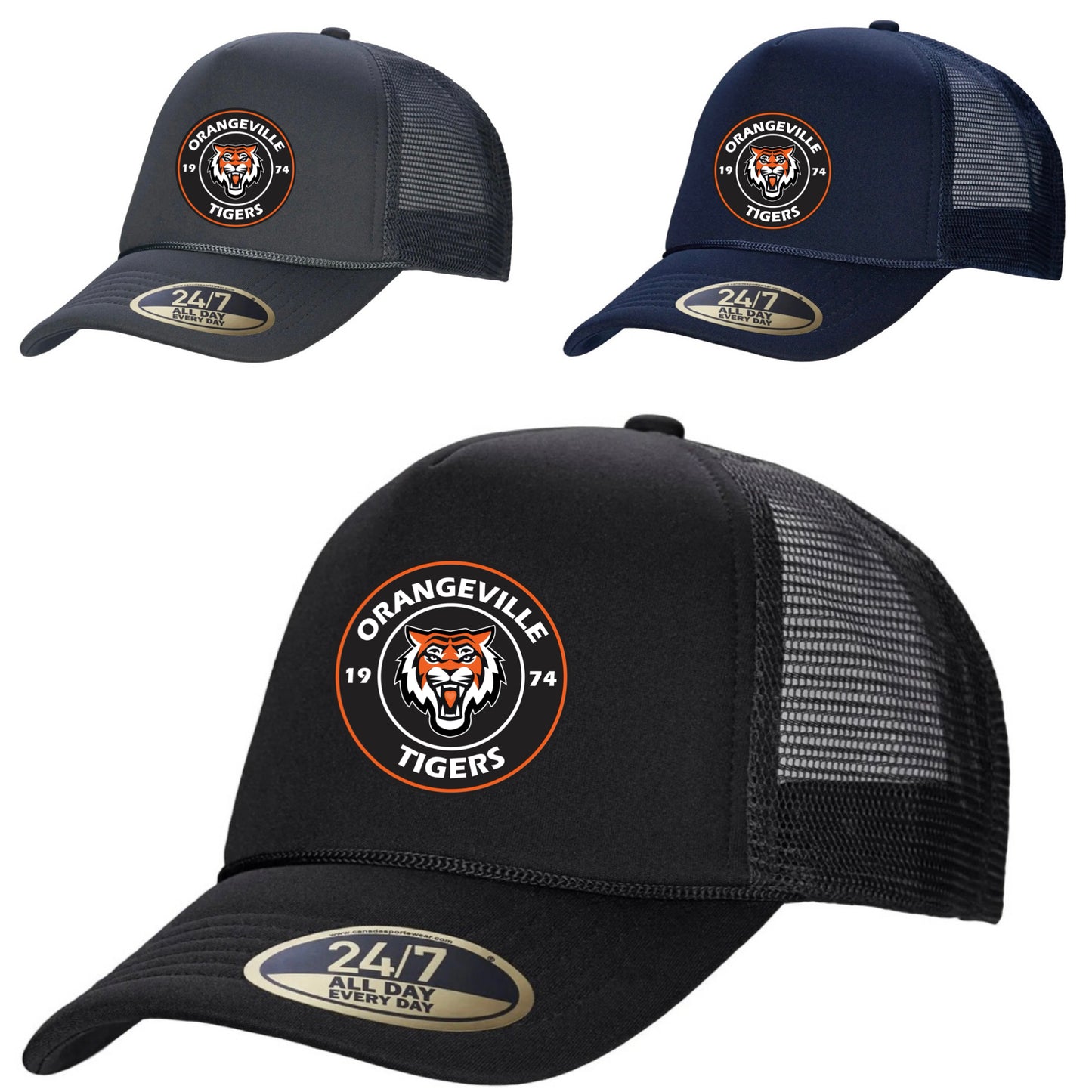 Tigers Retro - 5-Panel Foam Snap Back Trucker Cap - printed logo