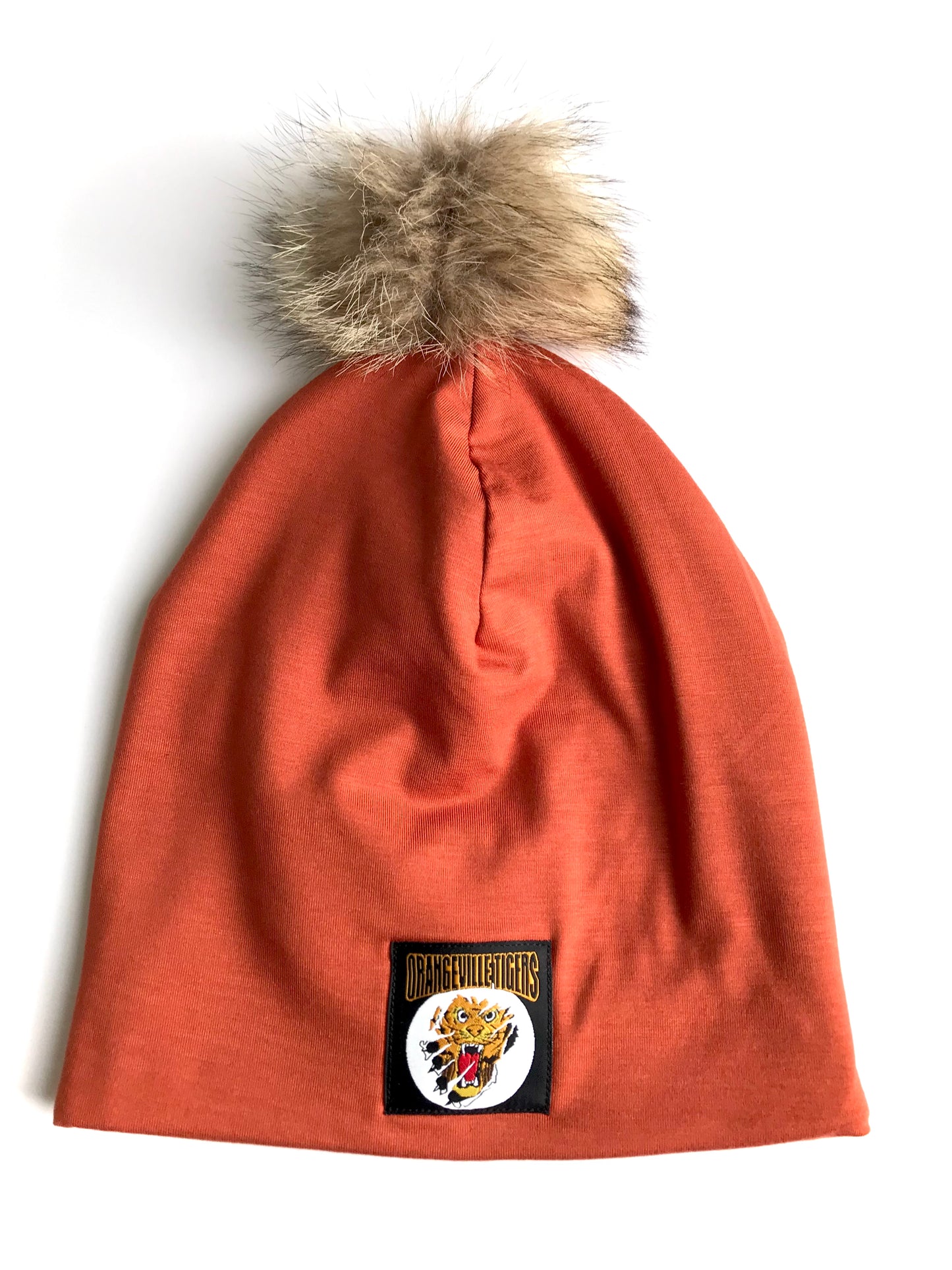 Orangeville Tigers Winter Bamboo Hats with recycled fur pompom