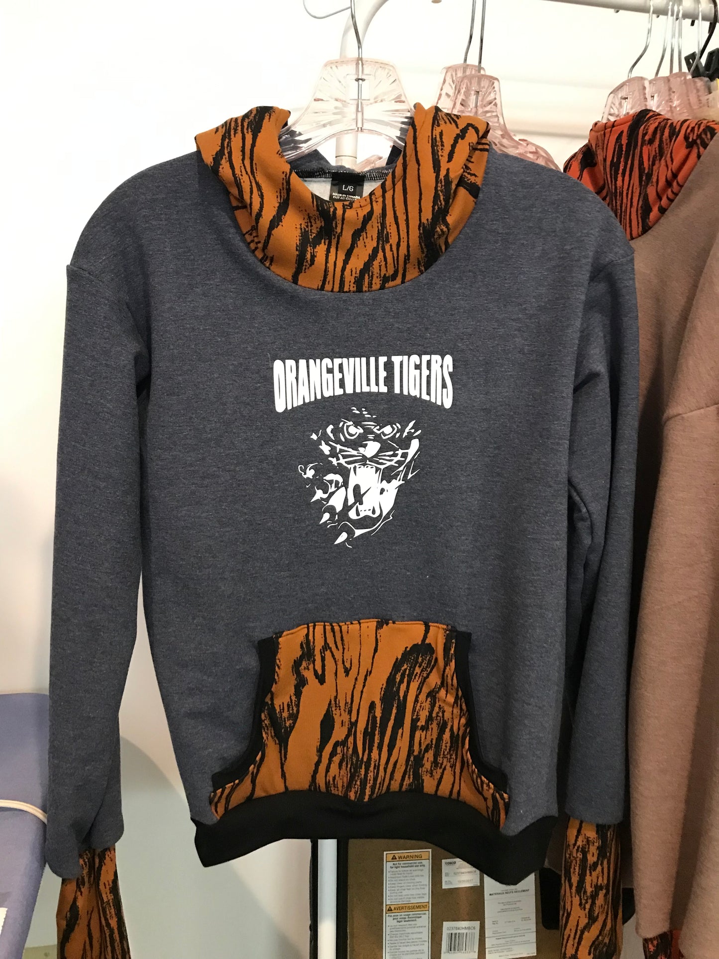 Orangeville tigers hockey Hoodies - handmade local in Bamboo knit