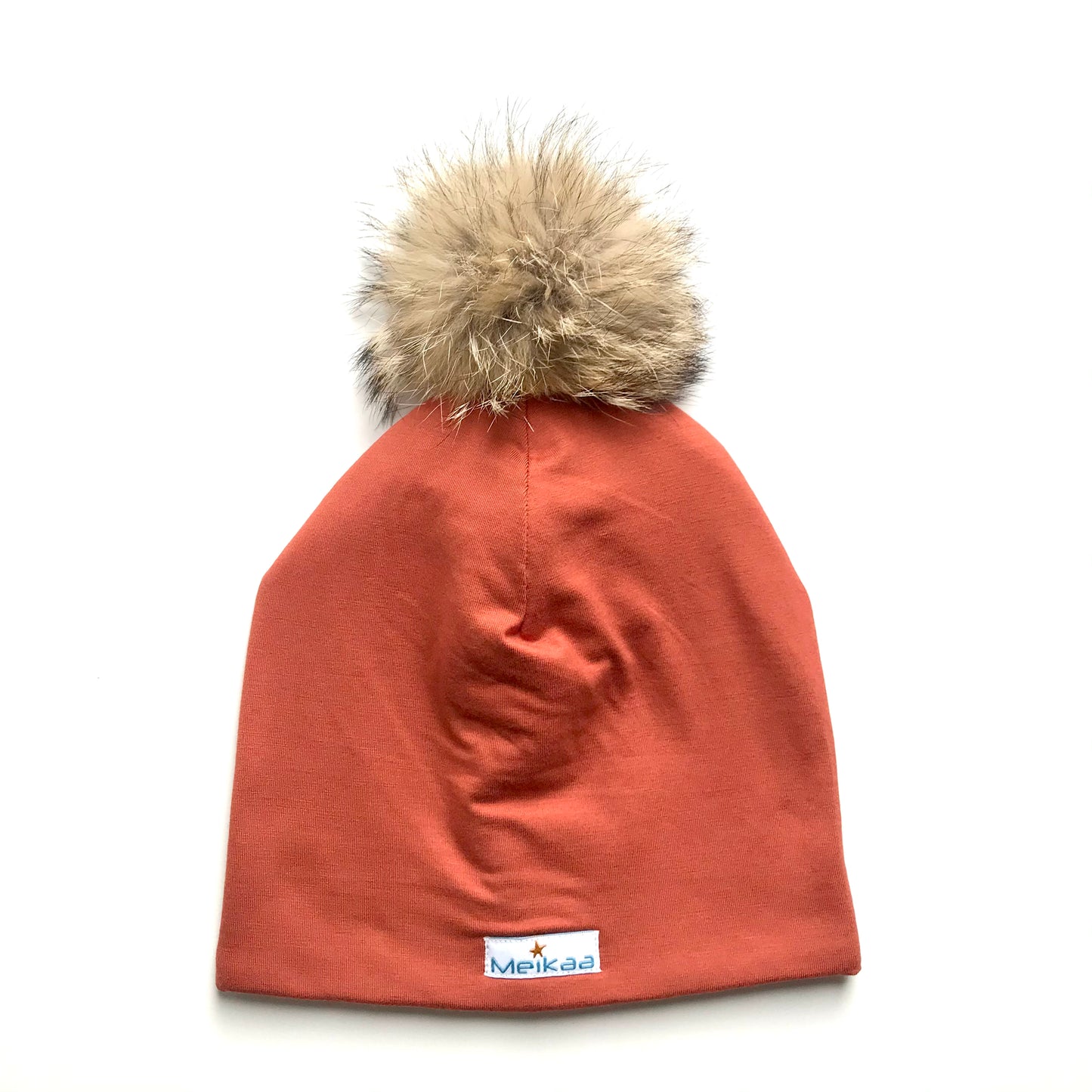 Colorful Winter Bamboo Hat + recycled fur pompom